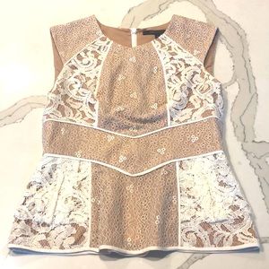 BCBG Lace fitted peplum top